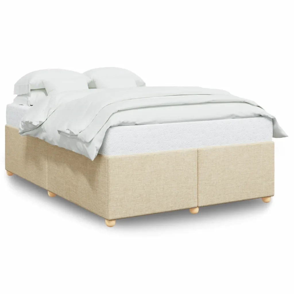 Letto matrimoniale | Letto per adulti | Giroletto senza Materasso Crema 160x200 cm in Tessuto