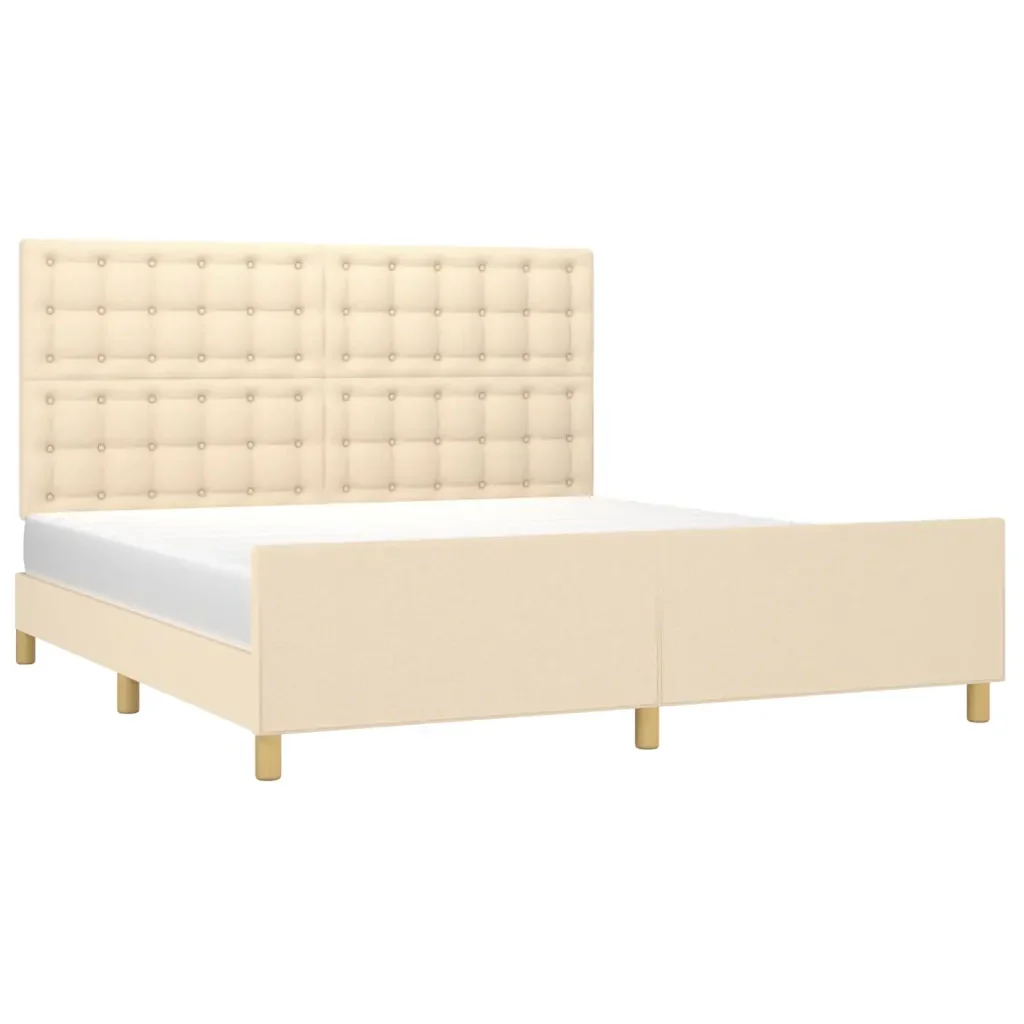 Letto matrimoniale | Letto per adulti | Giroletto senza Materasso Crema 160x200 cm in Tessuto - Image 3