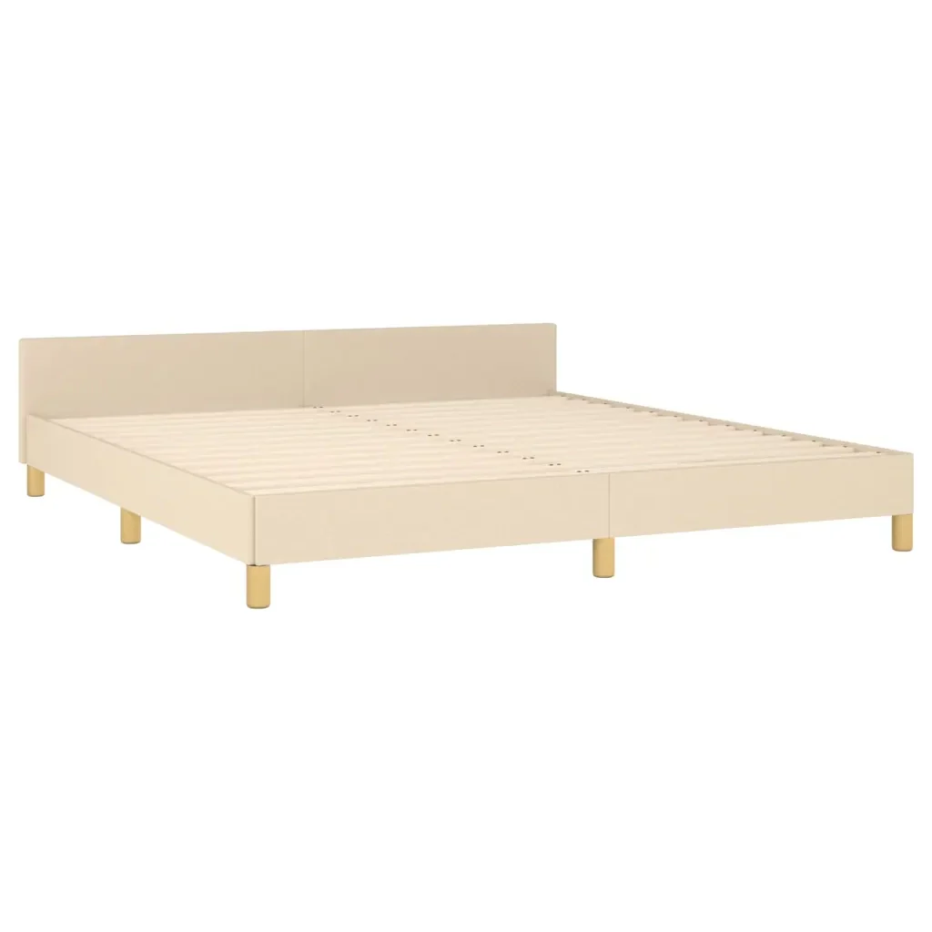 Letto matrimoniale | Letto per adulti | Giroletto senza Materasso Crema 160x200 cm in Tessuto - Image 5