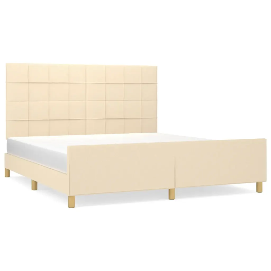 Letto matrimoniale | Letto per adulti | Giroletto senza Materasso Crema 180x200 cm in Tessuto