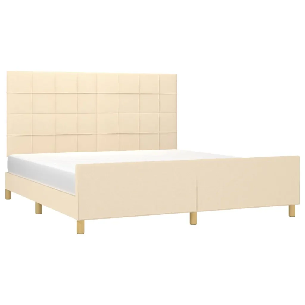 Letto matrimoniale | Letto per adulti | Giroletto senza Materasso Crema 180x200 cm in Tessuto - Image 3