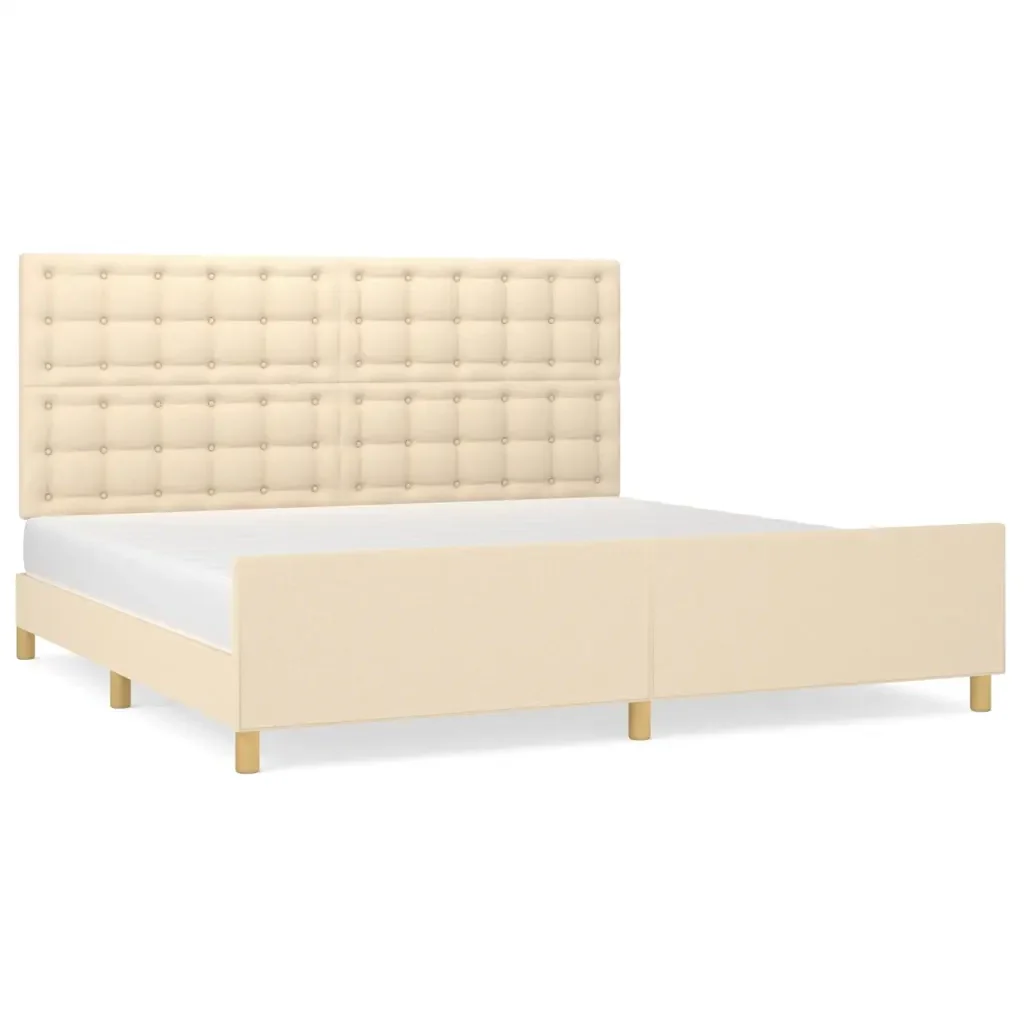 Letto matrimoniale | Letto per adulti | Giroletto senza Materasso Crema 200x200 cm in Tessuto