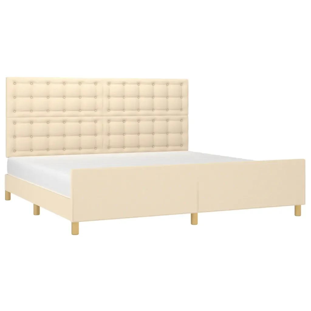 Letto matrimoniale | Letto per adulti | Giroletto senza Materasso Crema 200x200 cm in Tessuto - Image 3
