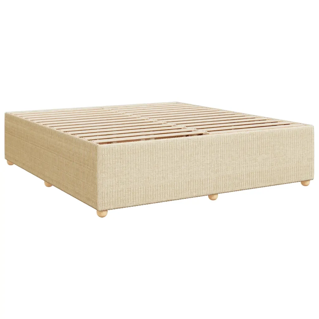 Letto matrimoniale | Letto per adulti | Giroletto senza Materasso Crema 200x200 cm in Tessuto - Image 3