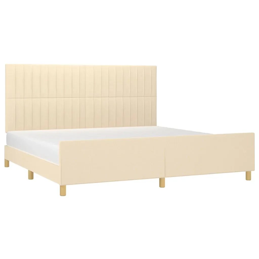 Letto matrimoniale | Letto per adulti | Giroletto senza Materasso Crema 200x200 cm in Tessuto - Image 3