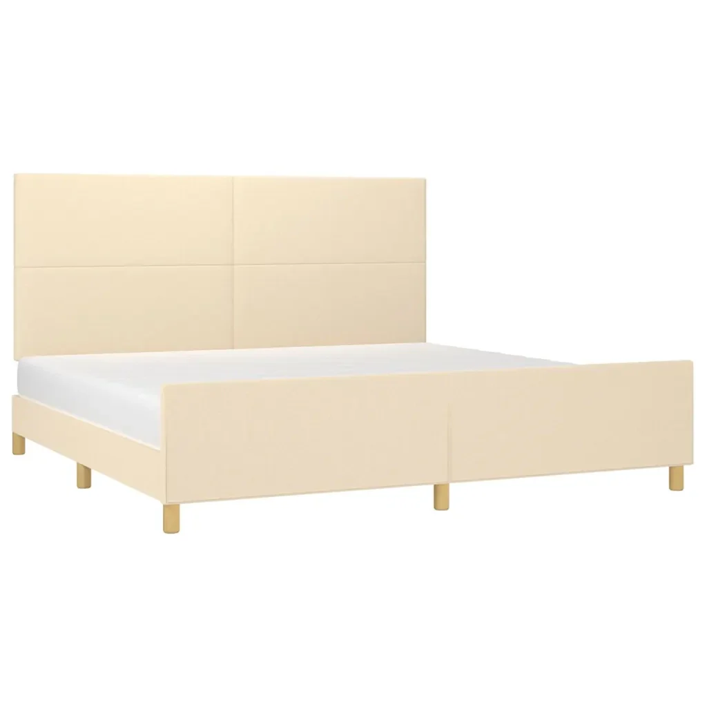 Letto matrimoniale | Letto per adulti | Giroletto senza Materasso Crema 200x200 cm in Tessuto - Image 3