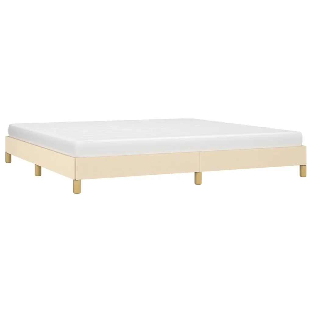 Letto matrimoniale | Letto per adulti | Giroletto senza Materasso Crema 200x200 cm in Tessuto - Image 3