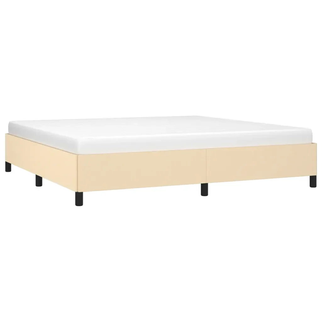 Letto matrimoniale | Letto per adulti | Giroletto senza Materasso Crema 200x200 cm in Tessuto - Image 3