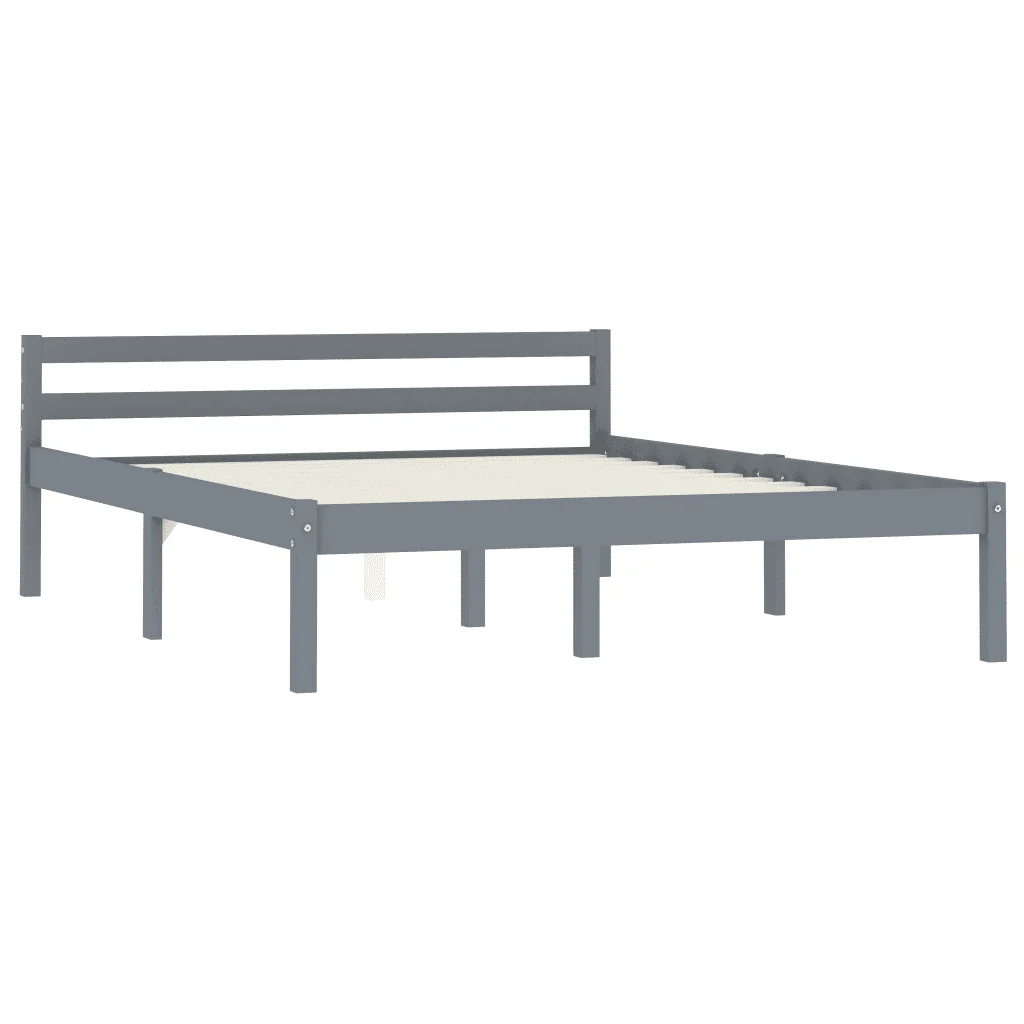 Letto matrimoniale | Letto per adulti | Giroletto senza Materasso Grigio 100x200 cm in Legno di Pino
