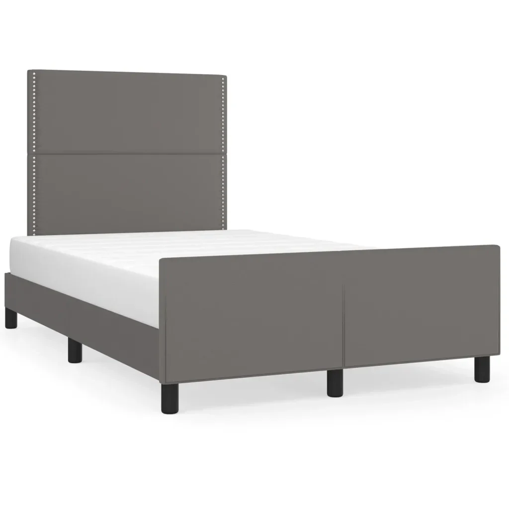 Letto matrimoniale | Letto per adulti | Giroletto senza Materasso Grigio 120x190 cm Similpelle