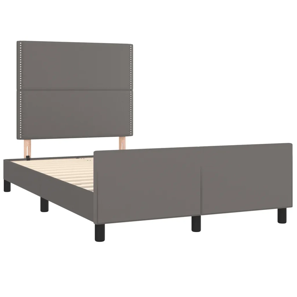 Letto matrimoniale | Letto per adulti | Giroletto senza Materasso Grigio 120x190 cm Similpelle - Image 4