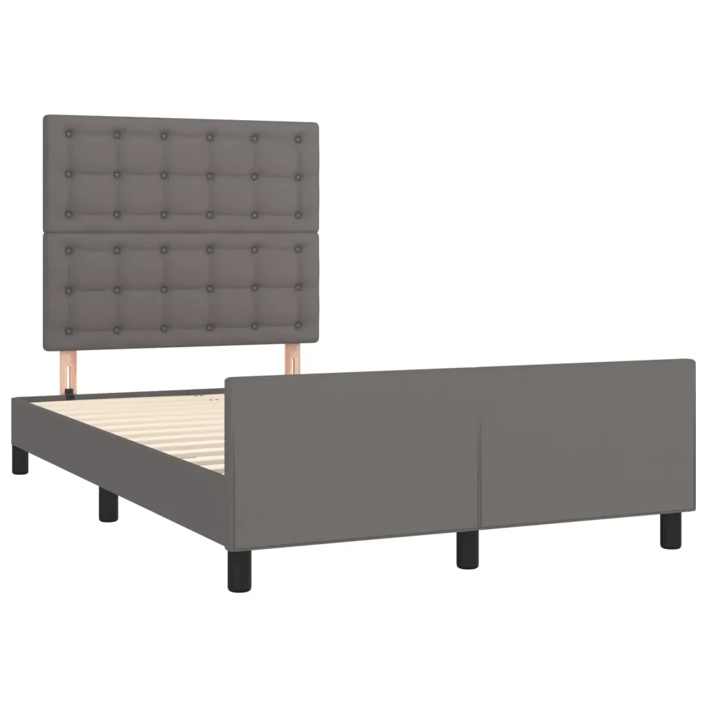 Letto matrimoniale | Letto per adulti | Giroletto senza Materasso Grigio 120x190 cm Similpelle - Image 4