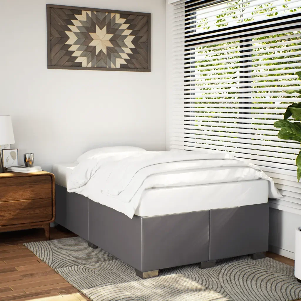 Letto matrimoniale | Letto per adulti | Giroletto senza Materasso Grigio 120x190 cm Similpelle - Image 2