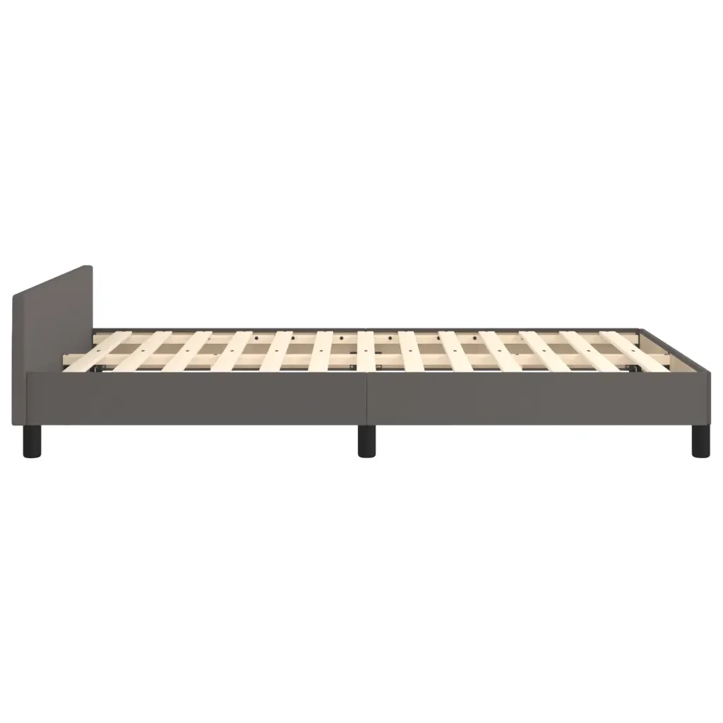 Letto matrimoniale | Letto per adulti | Giroletto senza Materasso Grigio 120x190 cm Similpelle - Image 6