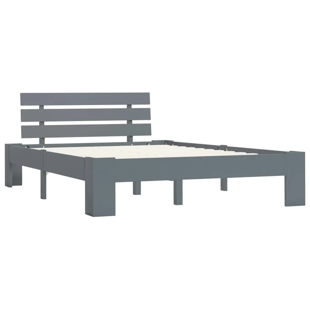 Letto matrimoniale | Letto per adulti | Giroletto senza Materasso Grigio 140x200 cm in Legno di Pino - Image 2