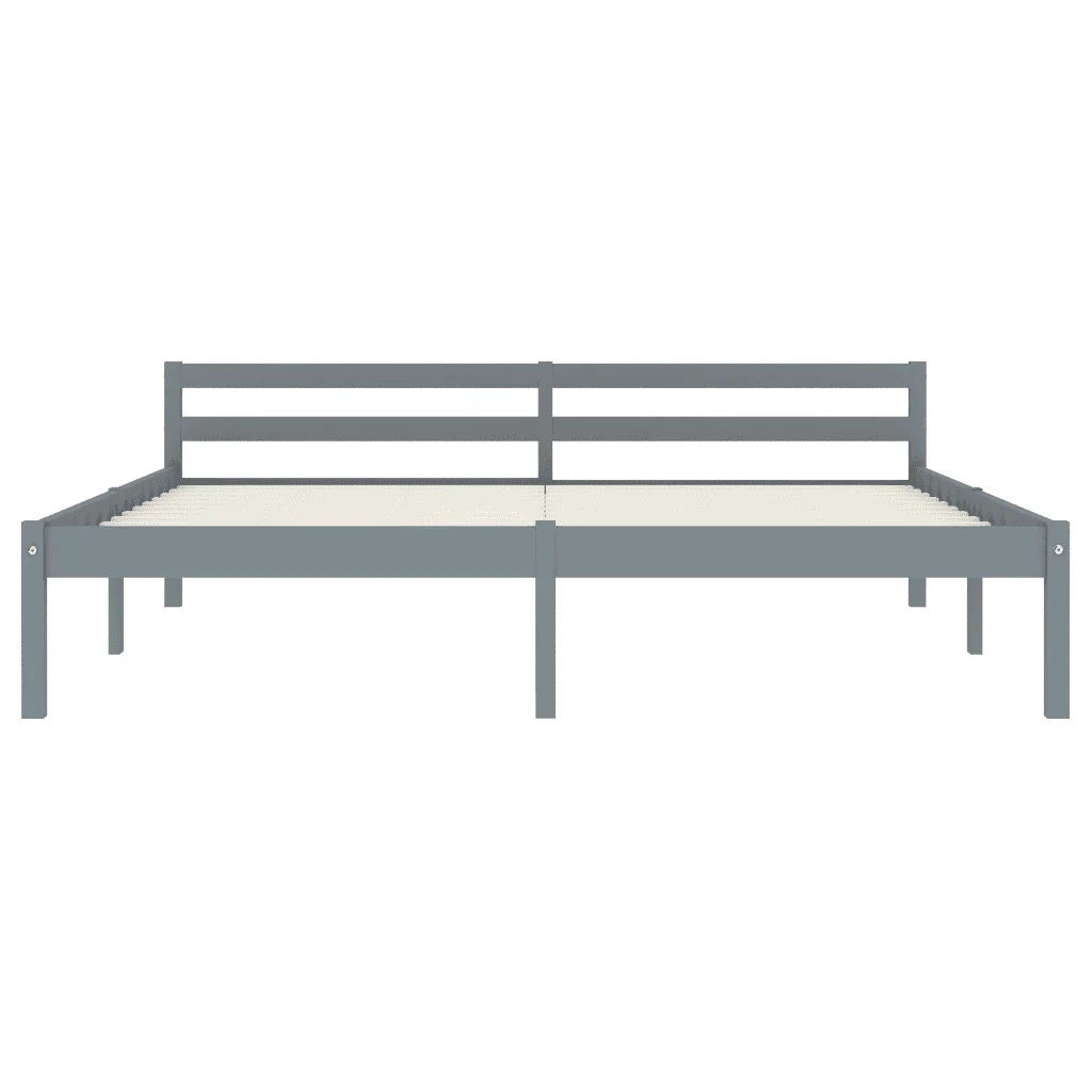 Letto matrimoniale | Letto per adulti | Giroletto senza Materasso Grigio 160x200 cm Legno Massello Pino - Image 3