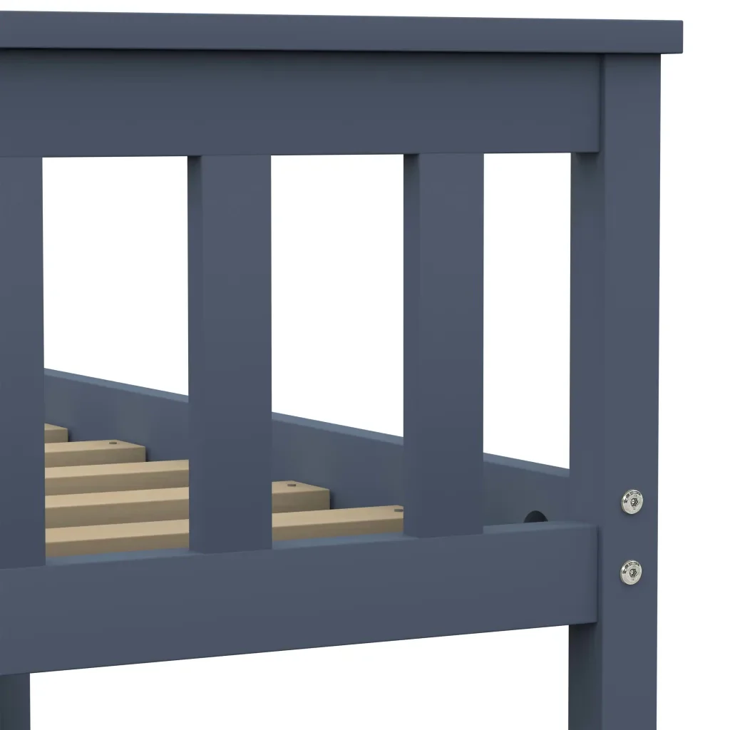 Letto matrimoniale | Letto per adulti | Giroletto senza Materasso Grigio 160x200 cm Legno Massello Pino - Image 5