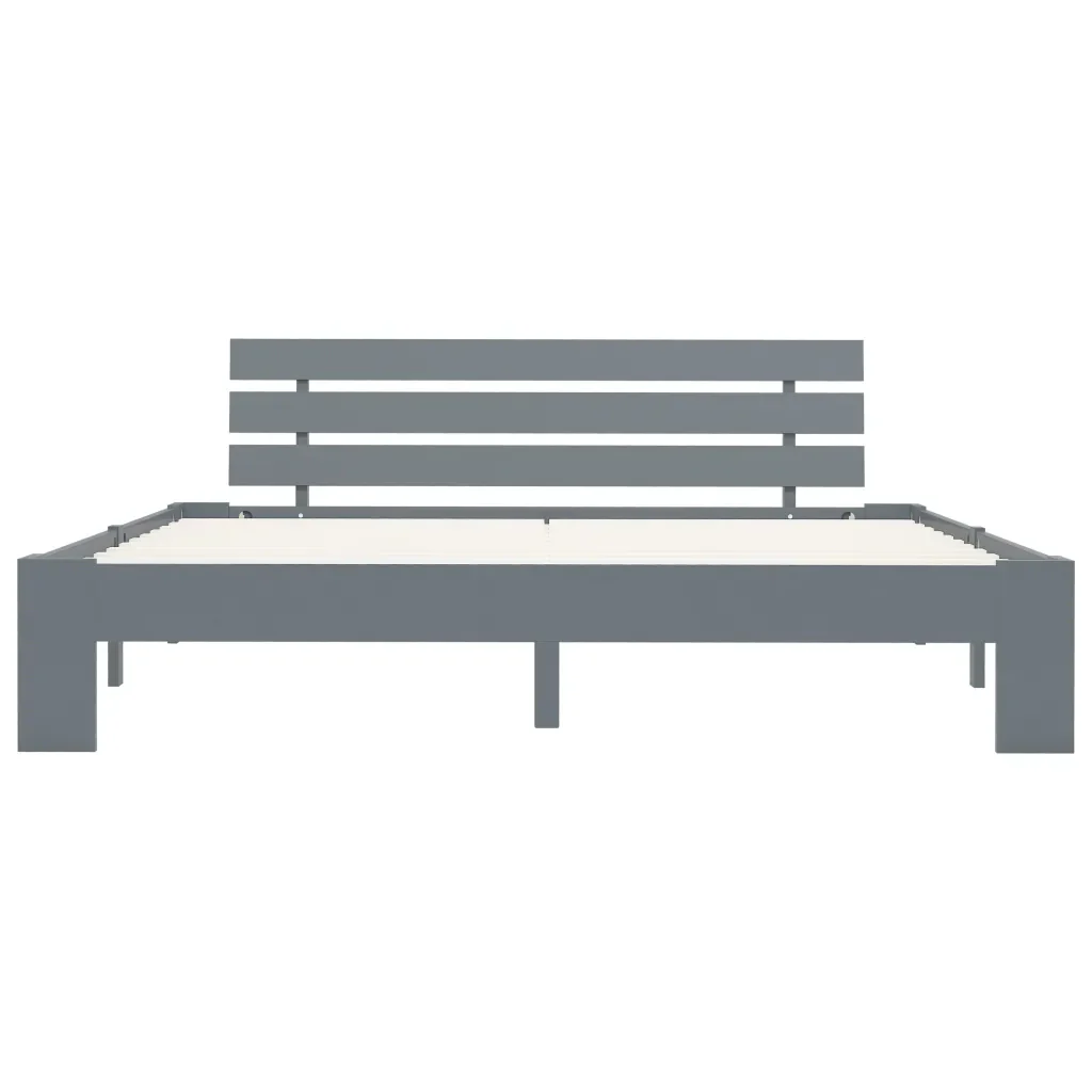 Letto matrimoniale | Letto per adulti | Giroletto senza Materasso Grigio 160x200 cm Legno Massello Pino - Image 3