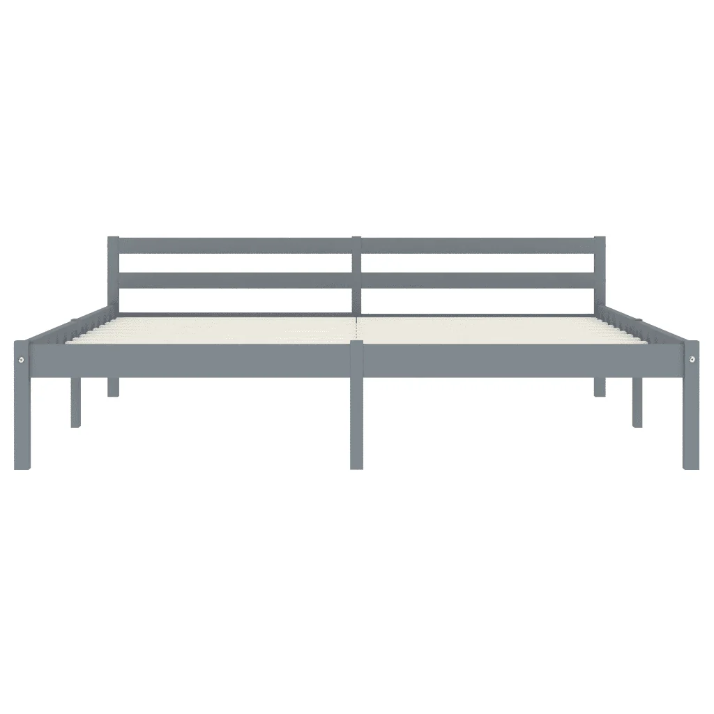 Letto matrimoniale | Letto per adulti | Giroletto senza Materasso Grigio 180x200 cm Legno Massello Pino - Image 3