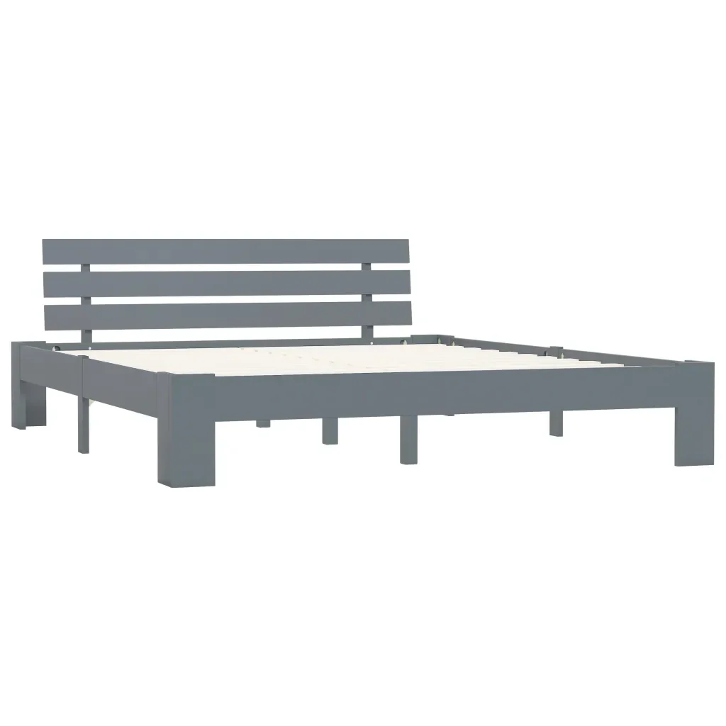 Letto matrimoniale | Letto per adulti | Giroletto senza Materasso Grigio 180x200 cm Legno Massello Pino - Image 2