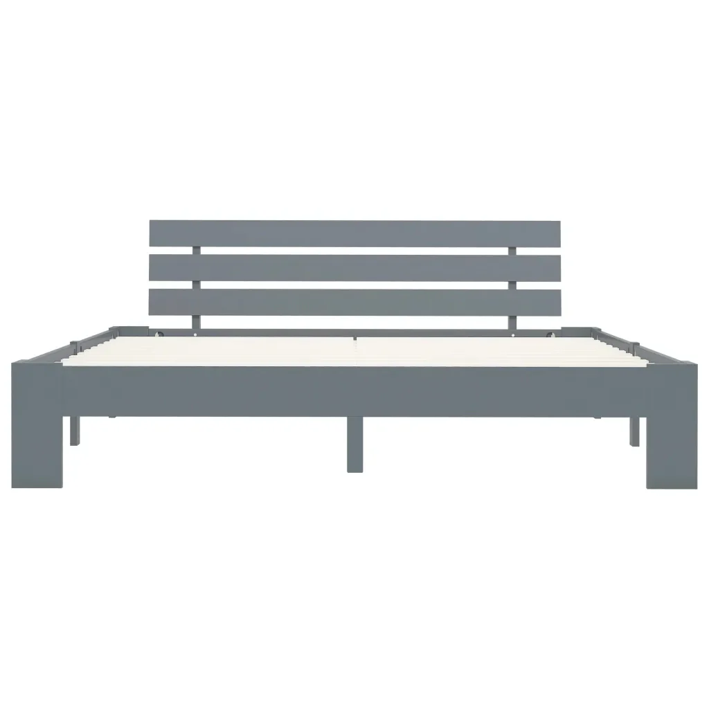 Letto matrimoniale | Letto per adulti | Giroletto senza Materasso Grigio 180x200 cm Legno Massello Pino - Image 3