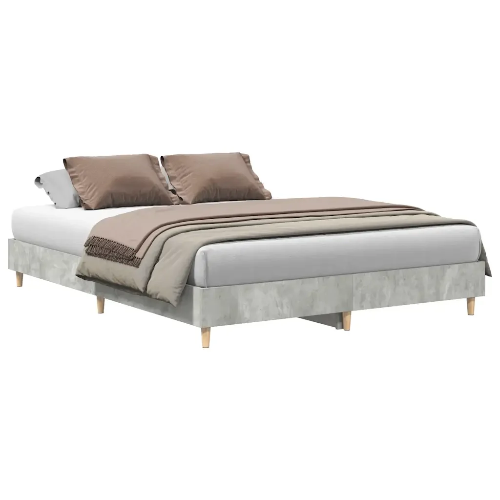 Letto matrimoniale | Letto per adulti | Giroletto senza Materasso Grigio Cemento 140x200 cm Truciolato