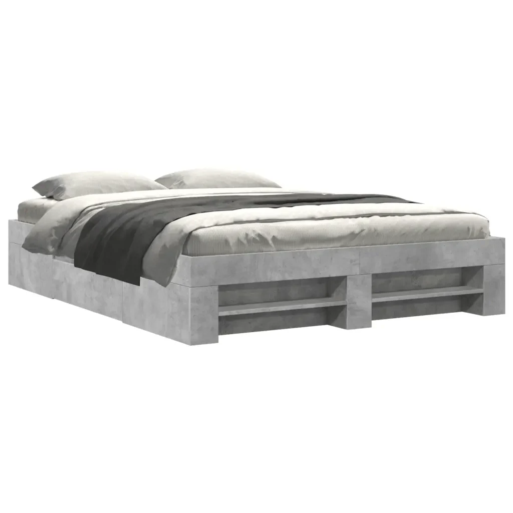 Letto matrimoniale | Letto per adulti | Giroletto senza Materasso Grigio Cemento 160x200cm Truciolato
