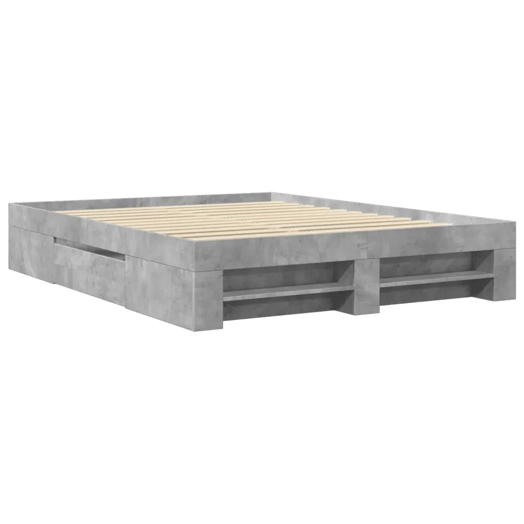 Letto matrimoniale | Letto per adulti | Giroletto senza Materasso Grigio Cemento 160x200cm Truciolato - Image 3