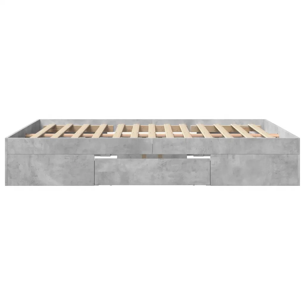 Letto matrimoniale | Letto per adulti | Giroletto senza Materasso Grigio Cemento 160x200cm Truciolato - Image 6
