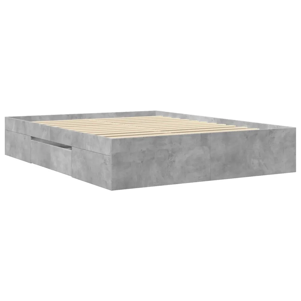 Letto matrimoniale | Letto per adulti | Giroletto senza Materasso Grigio Cemento 160x200cm Truciolato - Image 7