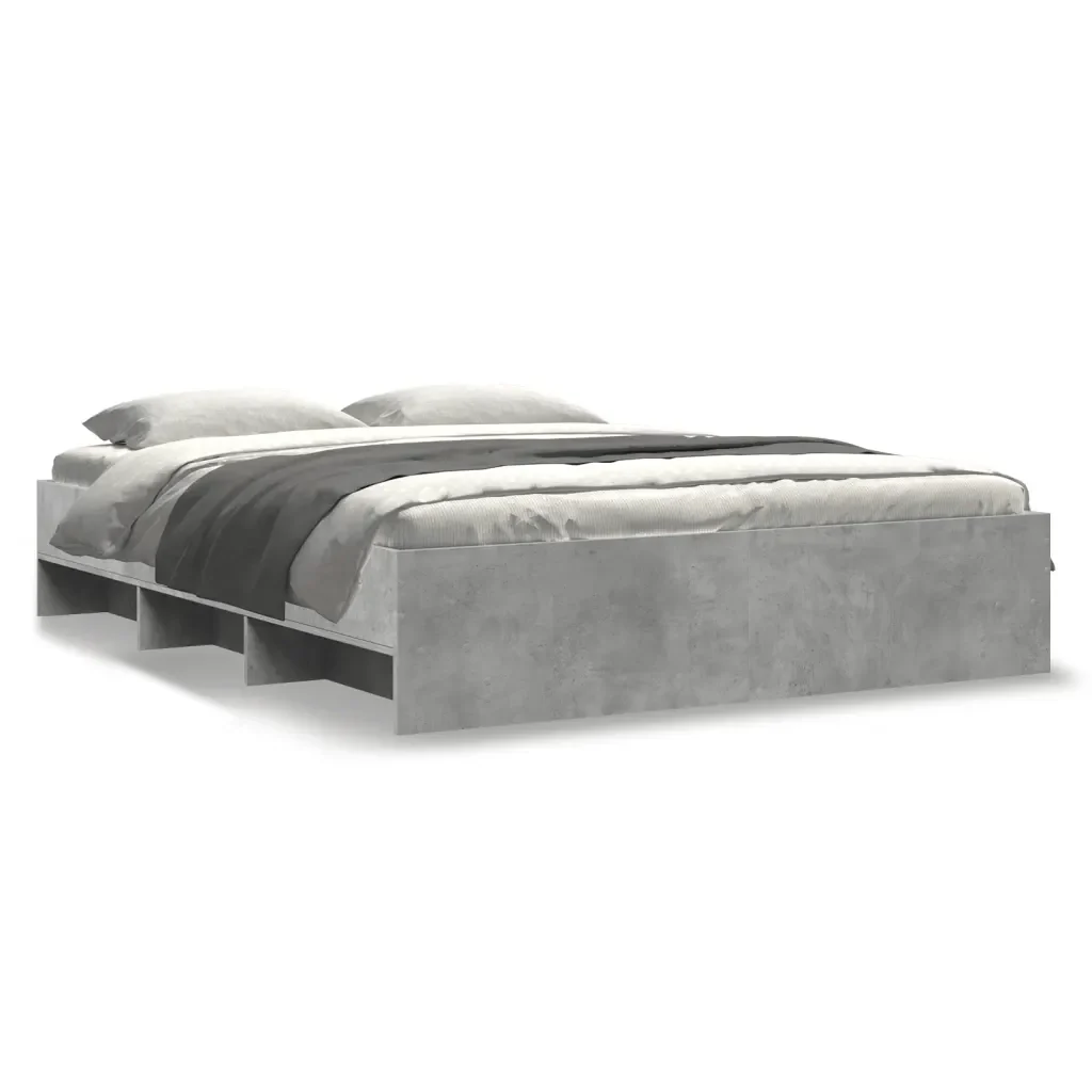 Letto matrimoniale | Letto per adulti | Giroletto senza Materasso Grigio Cemento 160x200cm Truciolato