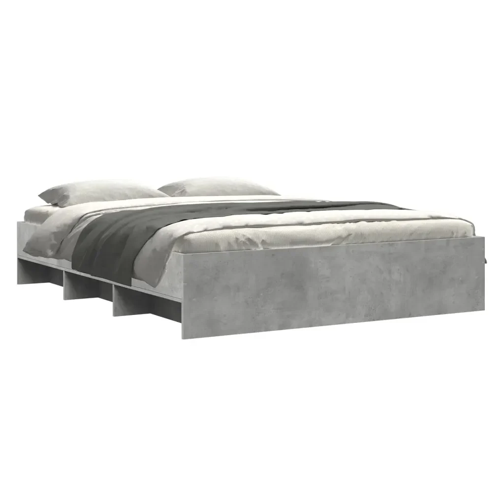 Letto matrimoniale | Letto per adulti | Giroletto senza Materasso Grigio Cemento 160x200cm Truciolato - Image 4