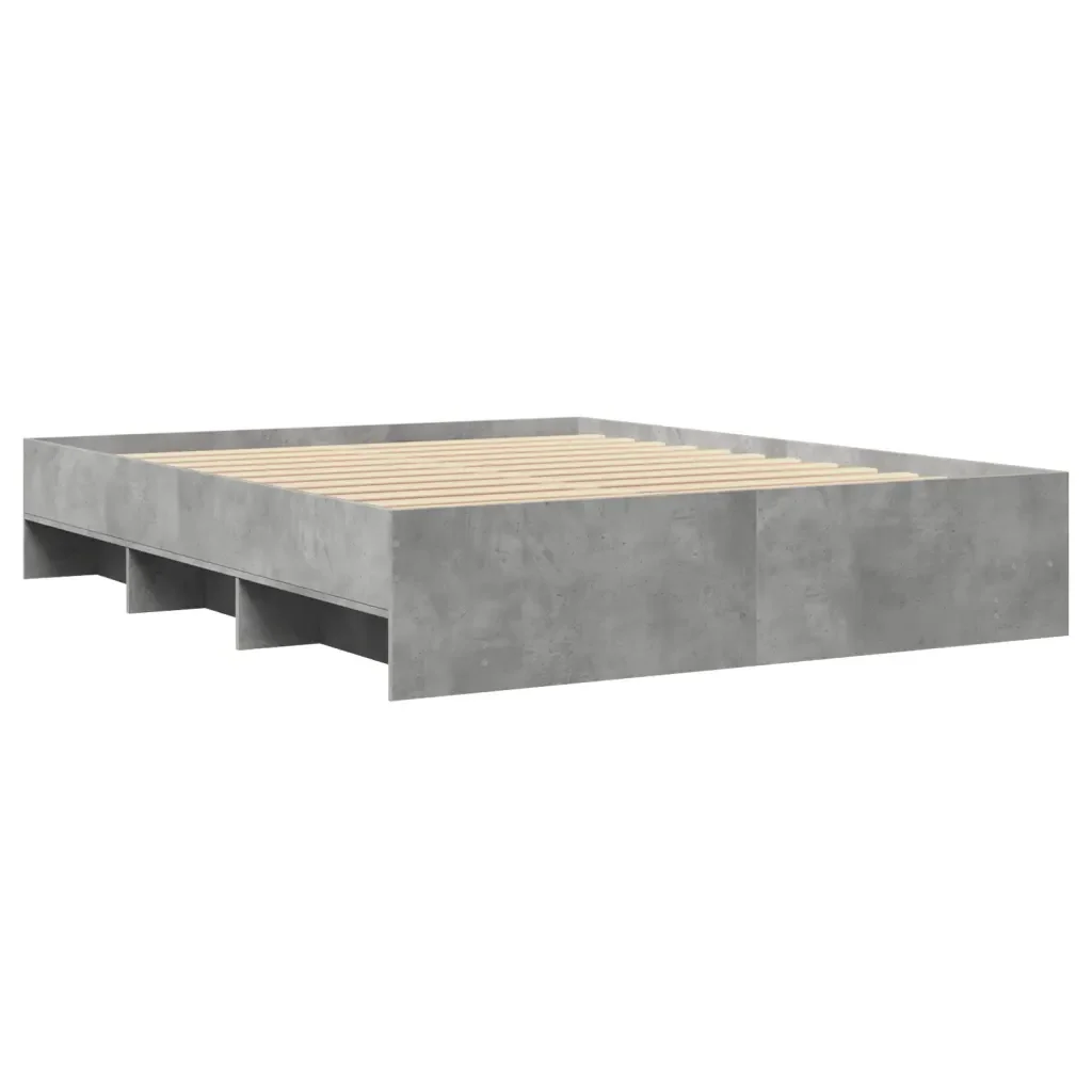 Letto matrimoniale | Letto per adulti | Giroletto senza Materasso Grigio Cemento 160x200cm Truciolato - Image 7