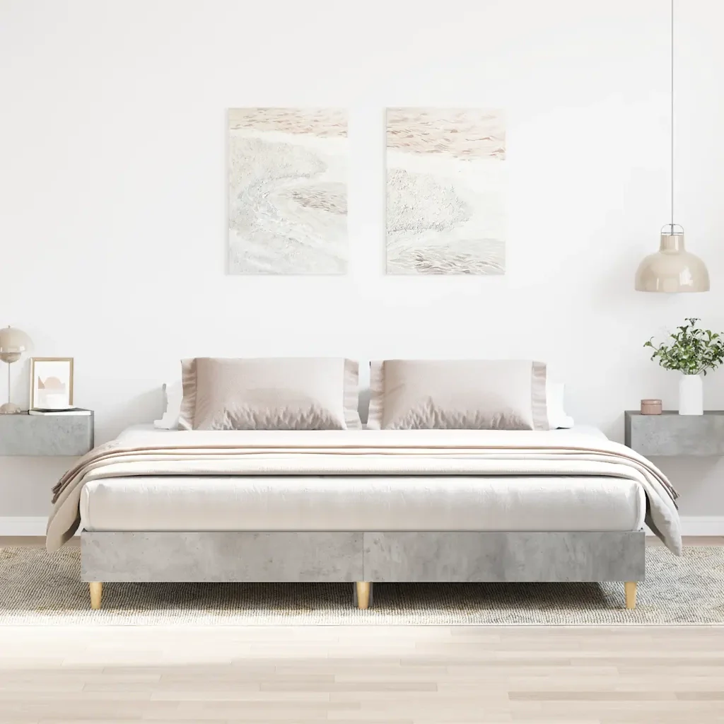 Letto matrimoniale | Letto per adulti | Giroletto senza Materasso Grigio Cemento 160x200cm Truciolato - Image 2