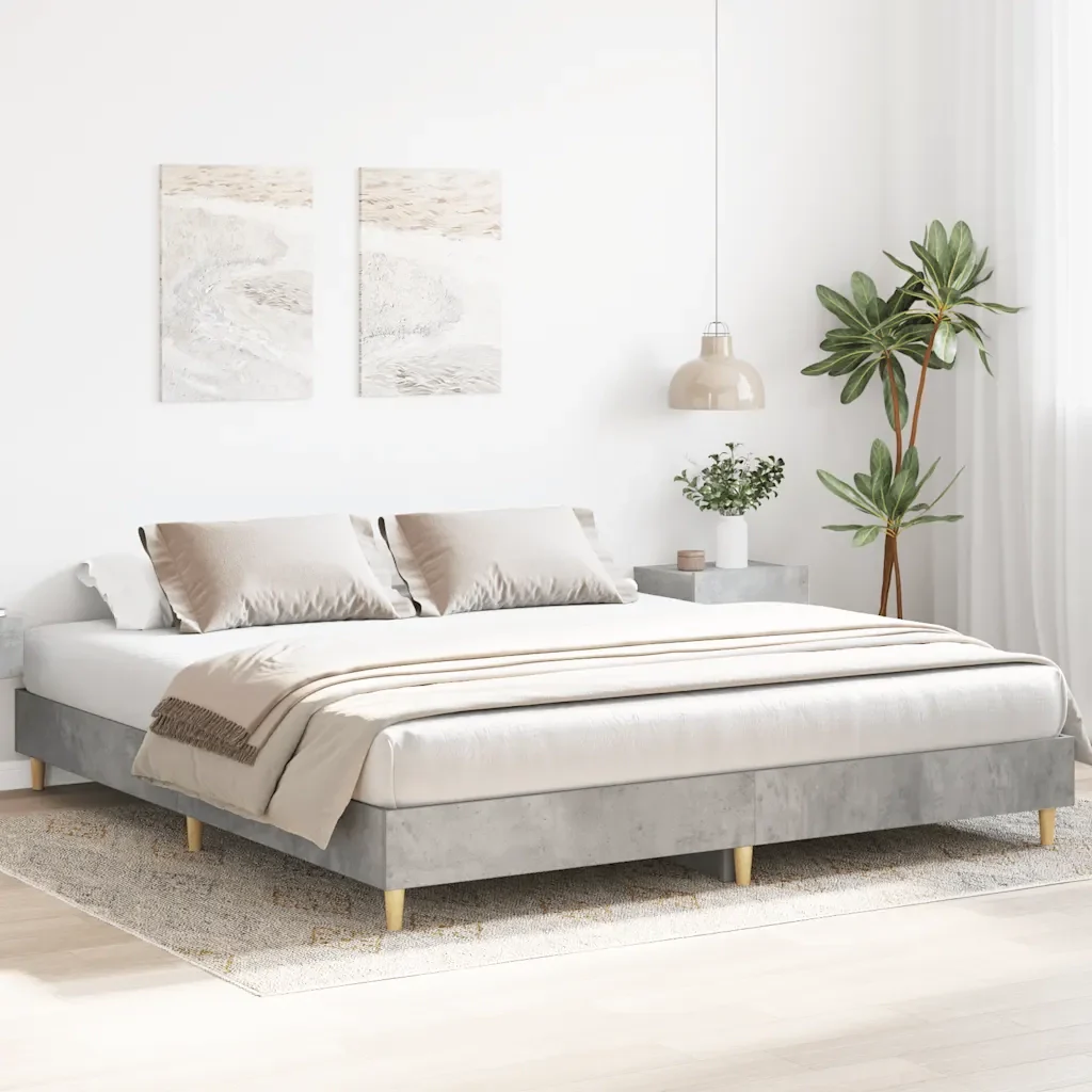 Letto matrimoniale | Letto per adulti | Giroletto senza Materasso Grigio Cemento 160x200cm Truciolato - Image 3