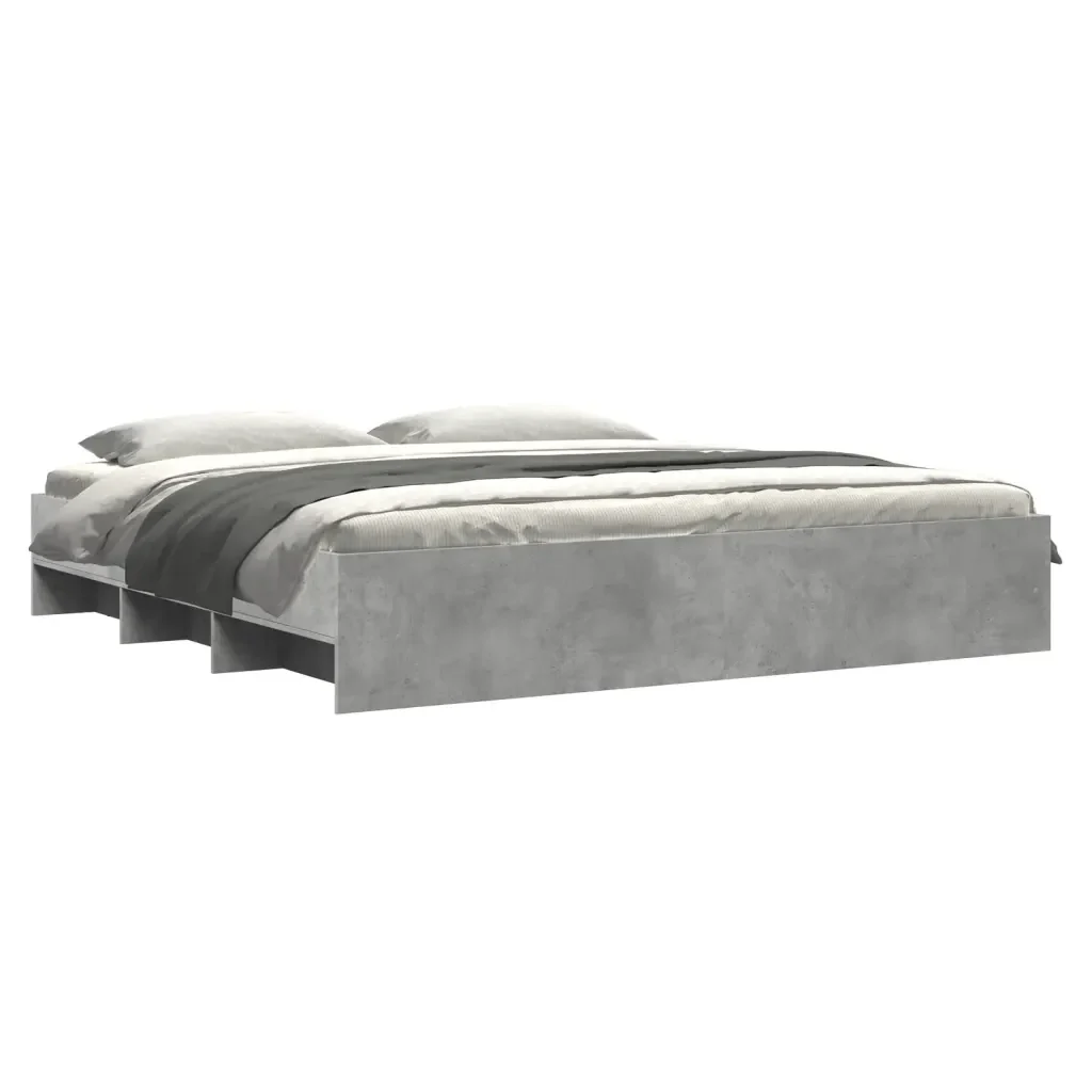 Letto matrimoniale | Letto per adulti | Giroletto senza Materasso Grigio Cemento 180x200 cm Truciolato - Image 4