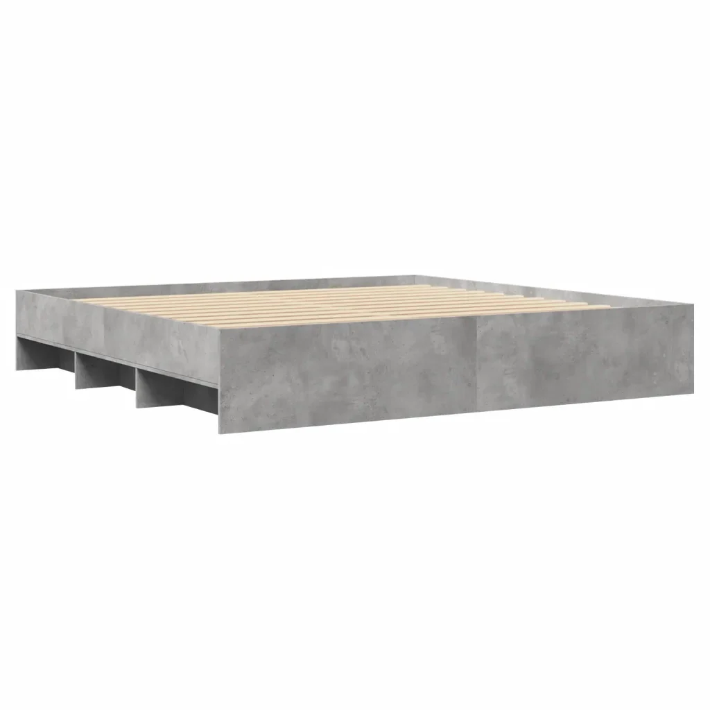 Letto matrimoniale | Letto per adulti | Giroletto senza Materasso Grigio Cemento 180x200 cm Truciolato - Image 7