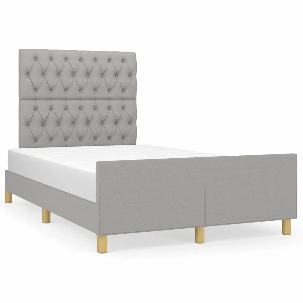 Letto matrimoniale | Letto per adulti | Giroletto senza Materasso Grigio Chiaro 120x190 cm in Tessuto