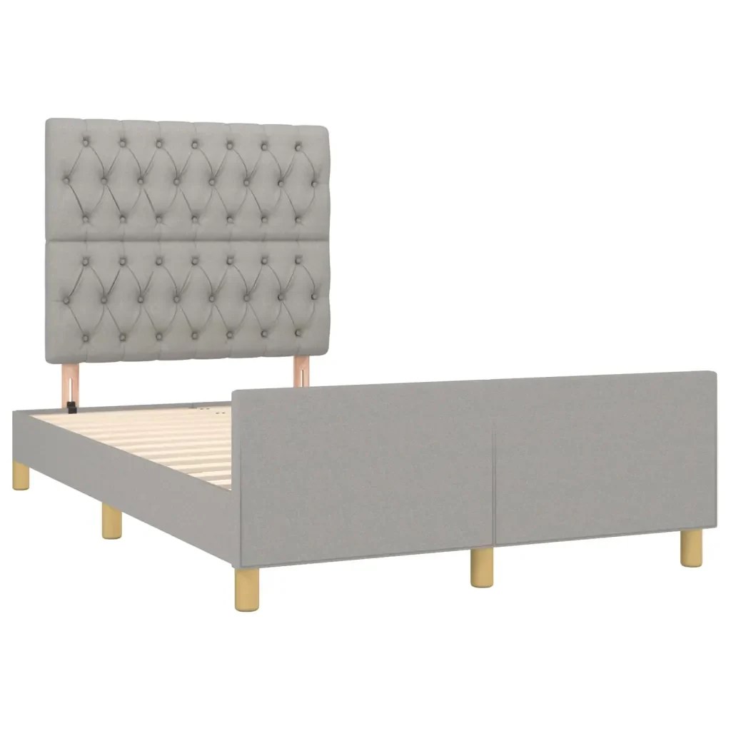 Letto matrimoniale | Letto per adulti | Giroletto senza Materasso Grigio Chiaro 120x190 cm in Tessuto - Image 3