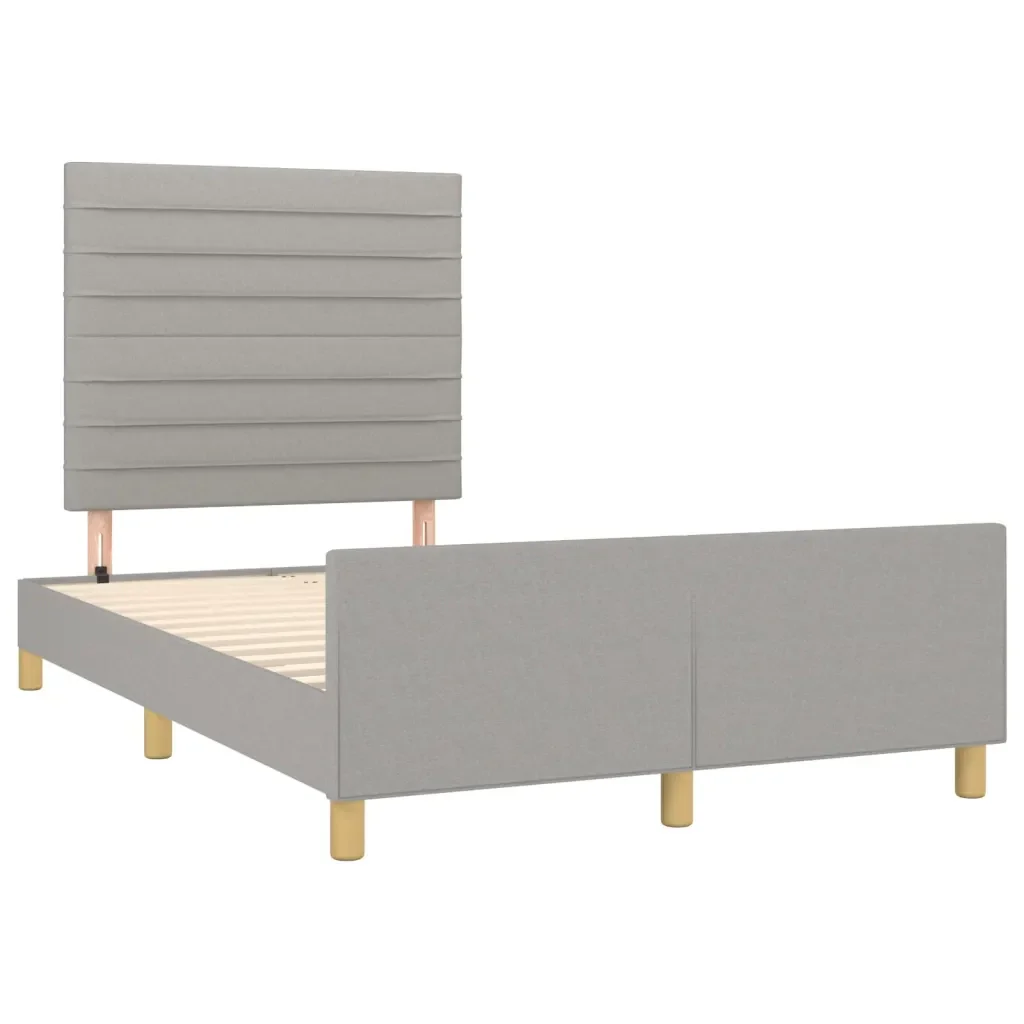 Letto matrimoniale | Letto per adulti | Giroletto senza Materasso Grigio Chiaro 120x190 cm in Tessuto - Image 4