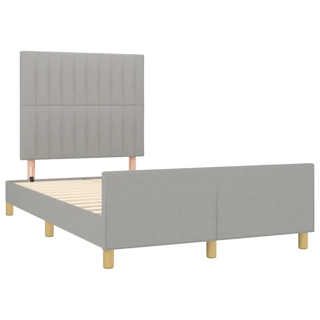Letto matrimoniale | Letto per adulti | Giroletto senza Materasso Grigio Chiaro 120x190 cm in Tessuto - Image 4