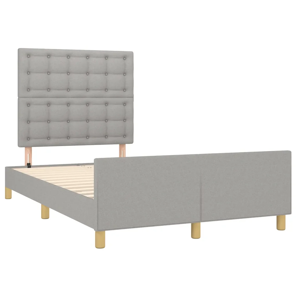 Letto matrimoniale | Letto per adulti | Giroletto senza Materasso Grigio Chiaro 120x190 cm in Tessuto - Image 4