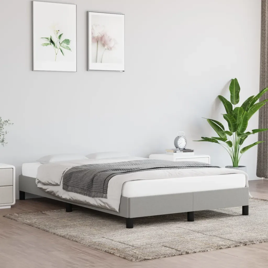 Letto matrimoniale | Letto per adulti | Giroletto senza Materasso Grigio Chiaro 120x190 cm in Tessuto - Image 2