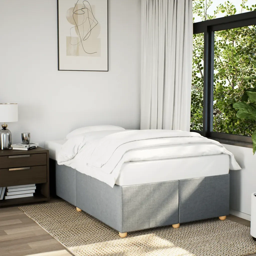 Letto matrimoniale | Letto per adulti | Giroletto senza Materasso Grigio Chiaro 120x190 cm in Tessuto - Image 4
