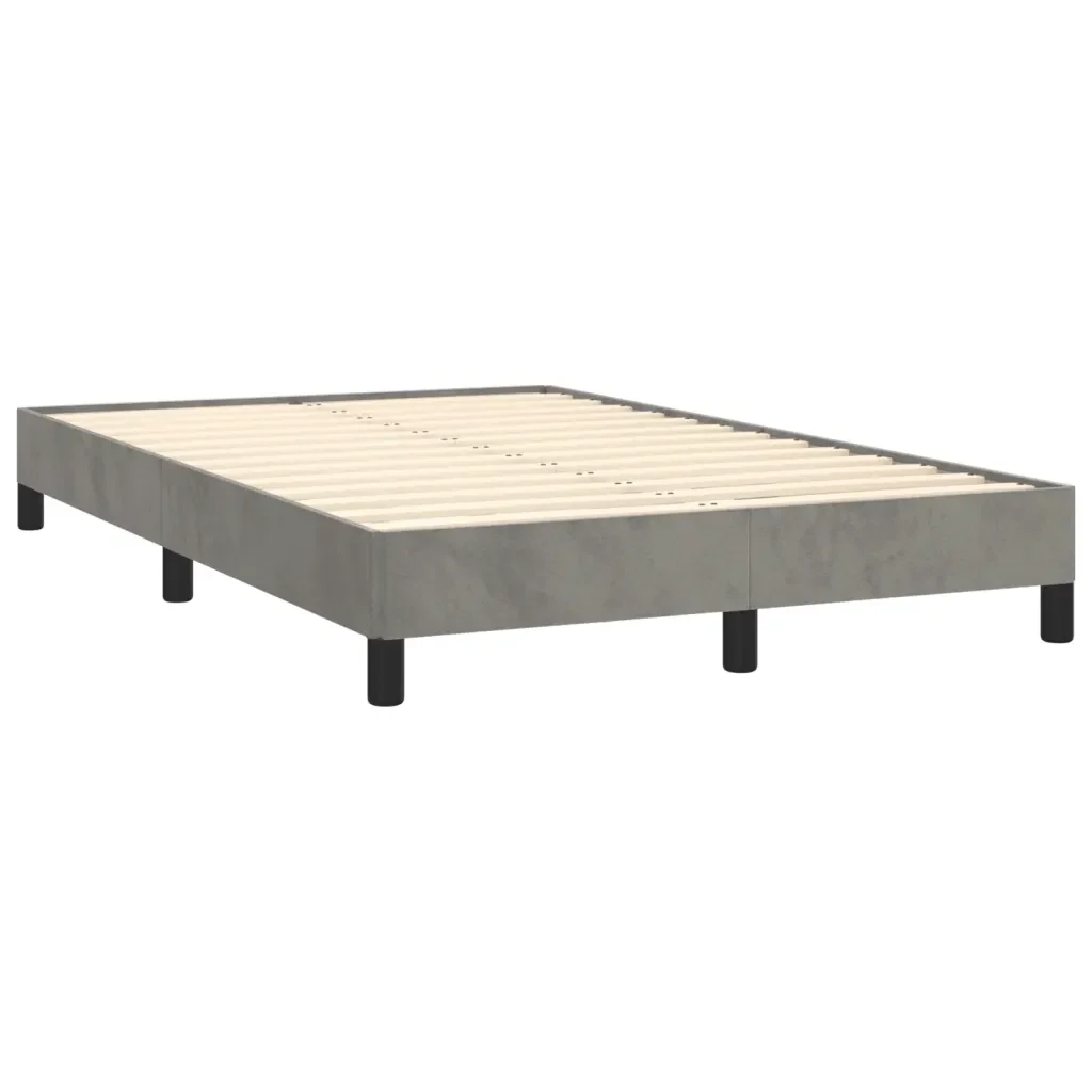 Letto matrimoniale | Letto per adulti | Giroletto senza Materasso Grigio Chiaro 120x190 cm Velluto - Image 4