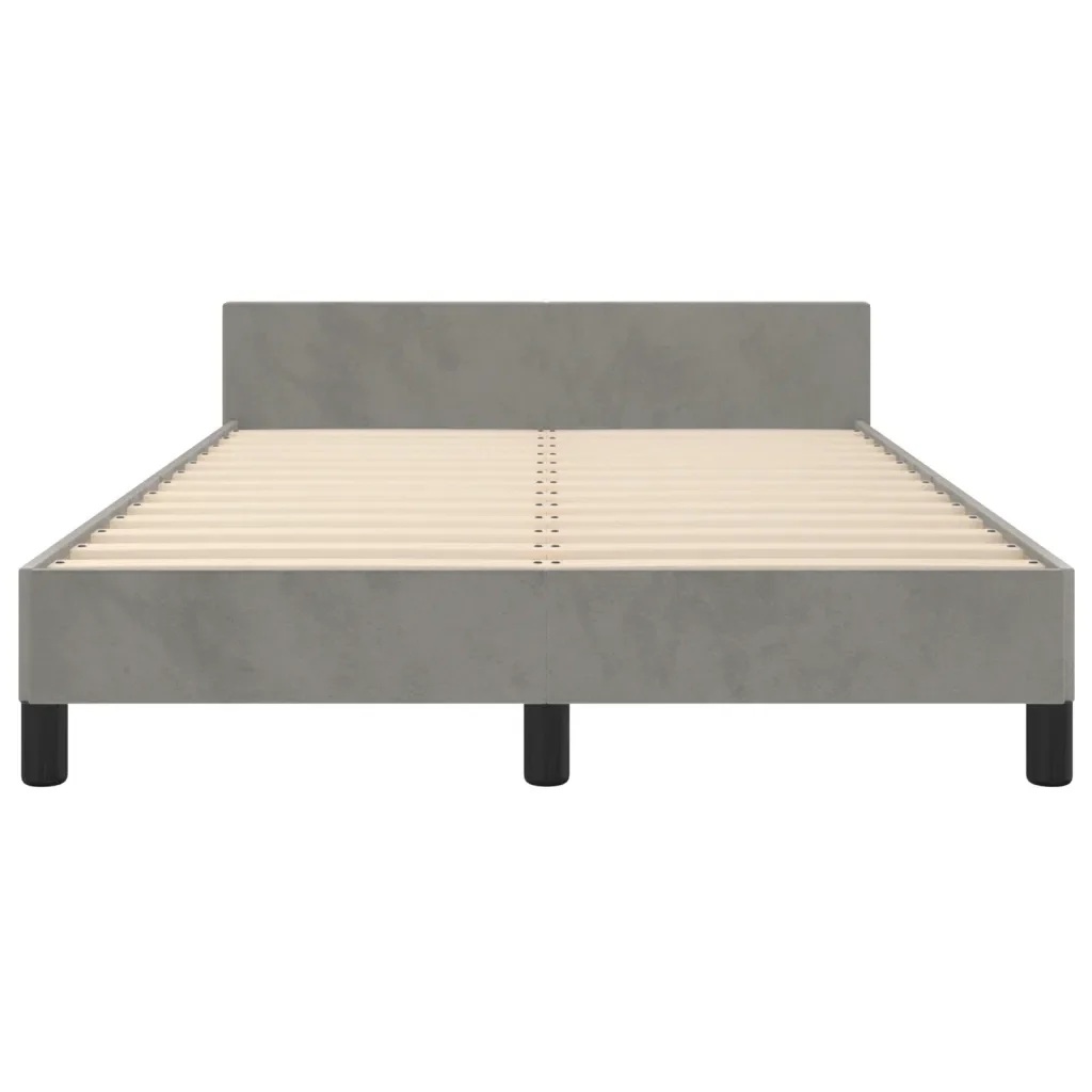 Letto matrimoniale | Letto per adulti | Giroletto senza Materasso Grigio Chiaro 120x190 cm Velluto - Image 5