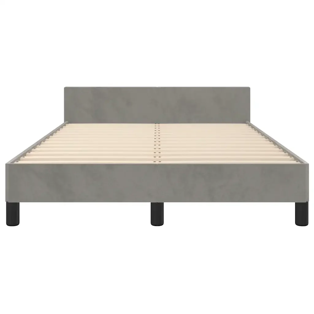 Letto matrimoniale | Letto per adulti | Giroletto senza Materasso Grigio Chiaro 120x190 cm Velluto - Image 6