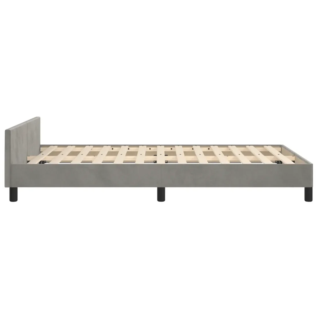 Letto matrimoniale | Letto per adulti | Giroletto senza Materasso Grigio Chiaro 120x190 cm Velluto - Image 7