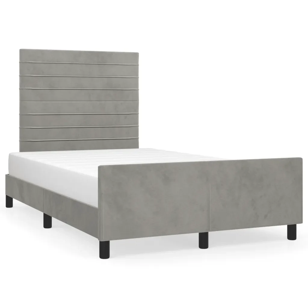Letto matrimoniale | Letto per adulti | Giroletto senza Materasso Grigio Chiaro 120x190 cm Velluto