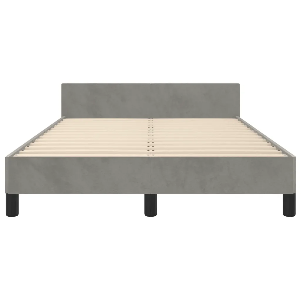 Letto matrimoniale | Letto per adulti | Giroletto senza Materasso Grigio Chiaro 120x190 cm Velluto - Image 6